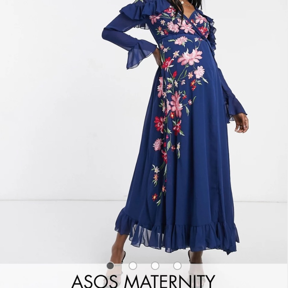 ASOS DESIGN Maternity embroidered wrap maxi dress
